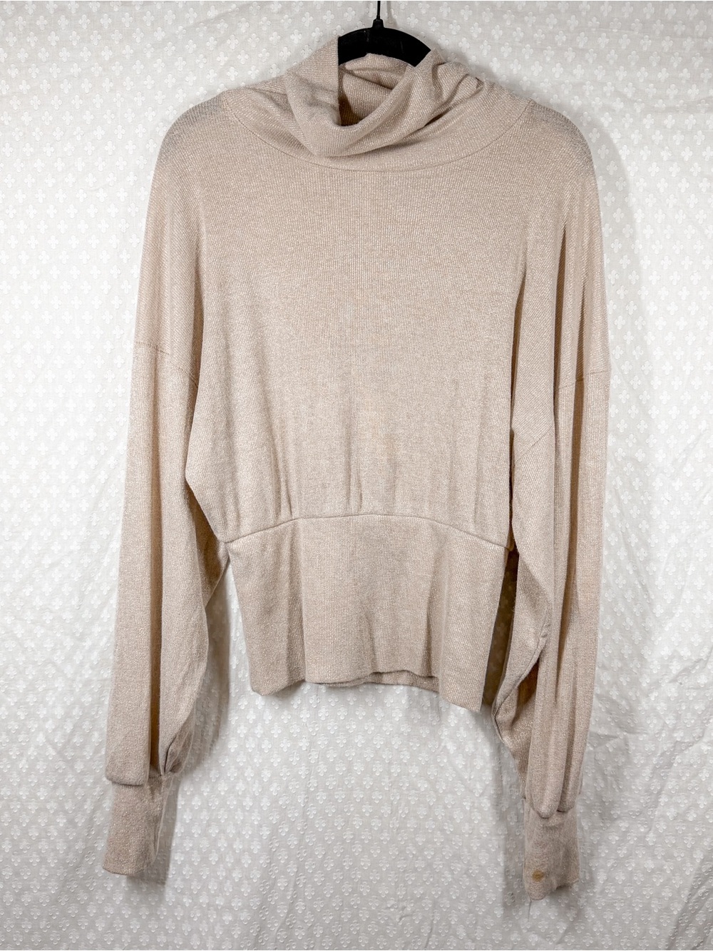 Free People Ivory Metallic Glam Turtleneck Sweater
